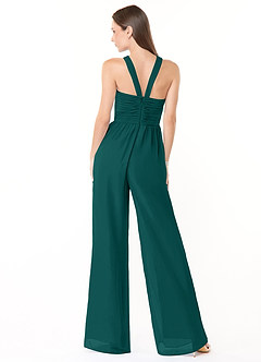 Azazie Berdie Bridesmaid Dresses Peacock Halter Chiffon Jumpsuit image2