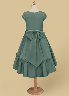 Azazie Lee Flower Girl Dresses Eucalyptus A-Line Bow Stretch Satin Dress image9