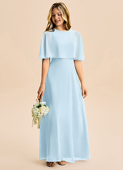 Azazie Maris Junior Abito A-Line in Chiffon Azzurro image6