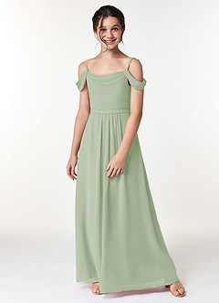 Azazie Alivia Junior Dusty Sage A-Line Off the Shoulder Chiffon Dress image5