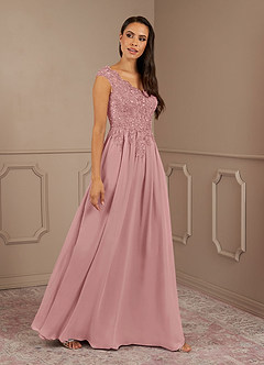 Azazie Amethyst Mother of the Bride Dresses Dusty Rose A-Line V-Neck Sequins Chiffon Dress image3