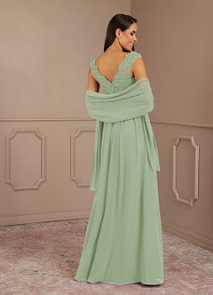Azazie Amethyst Mother of the Bride Dresses Dusty Sage A-Line V-Neck Sequins Chiffon Dress image2