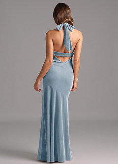 Azazie Drita Bridesmaid Dresses Dusty Blue A-Line Pleated Velvet Dress image6