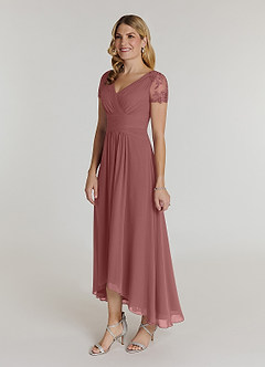 Azazie Thais Mother of the Bride Dresses Desert Rose A-Line Lace Chiffon Dress image3