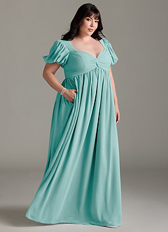 Azazie Madisynn Maternity Bridesmaid Dresses Bow Chiffon Floor-Length Dress image7