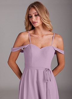 Azazie Aaron Bridesmaid Dresses Wisteria A-Line Off the Shoulder Chiffon Convertible Dress image2