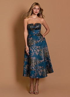 Marlie Teal Floral Midi Dress