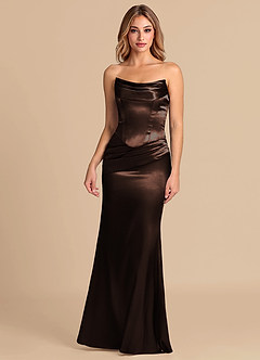 Azazie Sorrel Bridesmaid Dresses Ganache Mermaid Corset Metallic Satin Convertible Dress image2