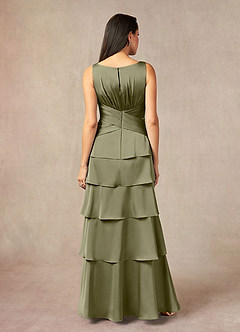 Azazie Viola Mother of the Bride Dresses Pistachio A-Line Pleated Stretch Satin Dress image3