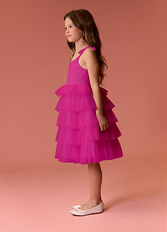 Barbie ♥ Azazie Flower Girl Dresses Fuchsia A-Line Spaghetti Strap Tulle Dress image6