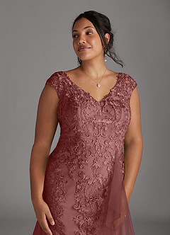 Azazie Melena Mother of the Bride Dresses Desert Rose Mermaid Lace Tulle Dress image12