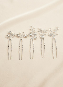 front Conjunto de horquilla con racimo floral de diamantes de imitación