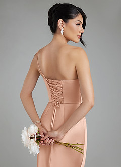 Azazie Sabrina Robes de demoiselle d'honneur Robe Sirène en Satin extensible Corset Or Rose image4