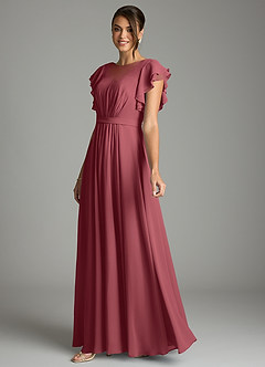 Azazie Daphne Modest Bridesmaid Dresses A-Line Ruffled Chiffon Floor-Length Dress image3