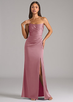 Azazie Marla Bridesmaid Dresses Vintage Mauve Sheath Strapless Stretch Satin Convertible Dress image3