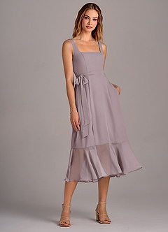 Azazie Deb Bridesmaid Dresses Dusk A-Line with Pockets Chiffon Convertible Dress image4