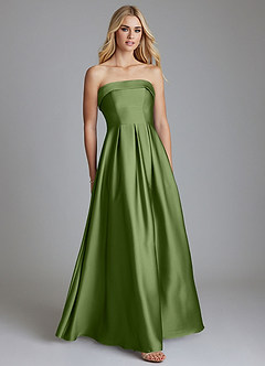 Azazie Lucienne Vestidos de damas de honor Vestido de Enebro de Satén Elástico de Corte en A Convertible con Sin tirantes image1