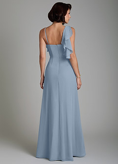 Azazie Jayden Kleider zum Anprobieren zu Hause A-Linie Seitliche Cut-Outs Chiffon Kleid Staubblau image2