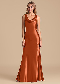 Azazie Rylina 신부 들러리 드레스 인어 메탈릭 새틴 바닥 길이 드레스 image5