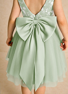 Azazie Butterfly Flower Girl Dresses Dusty Sage A-Line Lace Dress image6