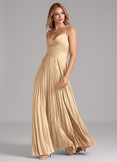 Azazie Vini Brautjungfernkleider A-Linie Plissee Stretch-Satin Kleid Champagner image5