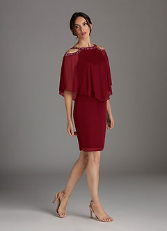 Azazie Junibee Mother of the Bride Dresses Burgundy Sheath Sequins Mesh Dress image3
