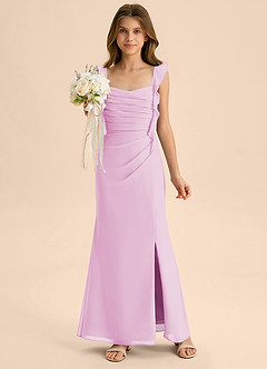 Azazie Jessamine Junior Abito Sirena in Chiffon Scollo a Cuore Rosa Confetto image1