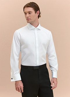 front Richard White Non-Iron 100% Cotton Tuxedo Shirt