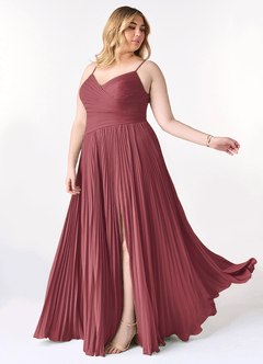 Azazie Vini Bridesmaid Dresses Merlot A-Line V-Neck Pleated Chiffon Dress image10