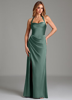 Azazie Serenity Bridesmaid Dresses Eucalyptus Mermaid Sweetheart Neckline Stretch Satin Dress image1