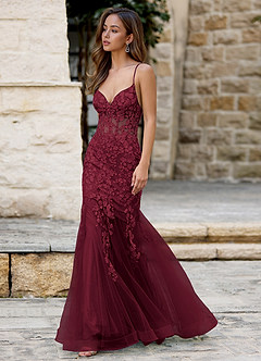 Dentelle Burgundy Mermaid Prom Dress image6