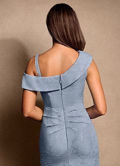 Azazie Hamptons Mother of the Bride Dresses Dusty Blue A-Line Pleated Floral Burnout Dress image7