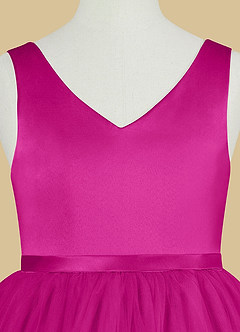 Azazie Marybell Flower Girl Dresses Fuchsia A-Line Bow Tulle Dress image8