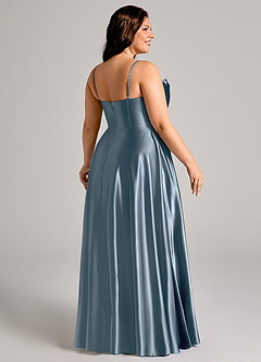 Azazie Elle Brautjungfernkleider A-Linie mit Taschen Metallischer Satin Kleid Zwielichtviolett image11