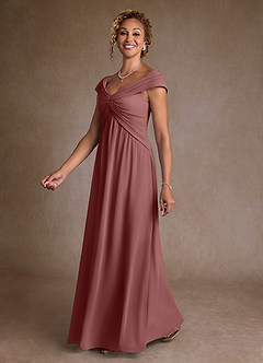 Azazie Myrtle Mother of the Bride Dresses Desert Rose A-Line Pleated Chiffon Dress image4