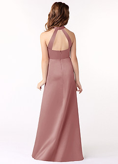 Azazie Laurel Junior Dusty Rose A-Line Stretch Satin Dress image3