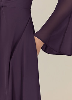 Azazie Teraso Final Sale Plum A-Line Pleated Mesh Dress image8