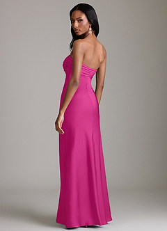 Azazie Saylor Robes de demoiselle d'honneur Robe Sirène en Satin extensible Sans bretelles Fuchsia image5