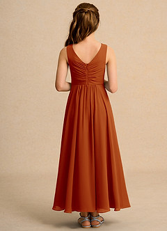 Azazie Ducky Junior Formal vestidos de niña de las flores Vestido de Pimenton de Gasa de Corte En A con Plisado image2