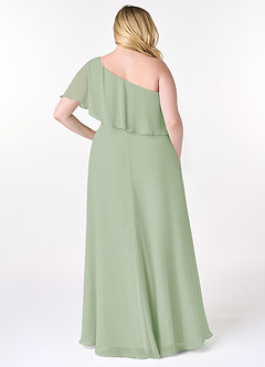 Azazie Lizzy Jurken voor bruidsmeisjes Jurk van Chiffon met A-Lijn One-Shoulder Stoffige Salie image9