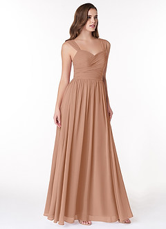 Azazie Zapheira Brudtärnklänningar Klänning av A-Linje i Chiffong Ruched Champagne Ros image4