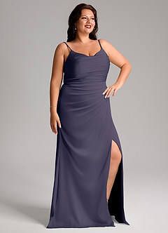 Azazie Deandra Bridesmaid Dresses Stormy Mermaid Pleated Stretch Satin Dress image4