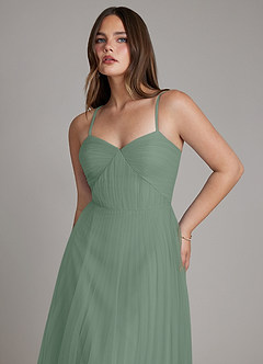 Azazie Teagan Robes de demoiselle d'honneur Robe Trapèze en Tulle Encolure en Forme de Cœur Sauge D'argent image6