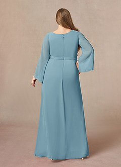 Azazie Belinda Mother of the Bride Dresses Moody Blue A-Line V-Neck Pleated Chiffon Dress image7