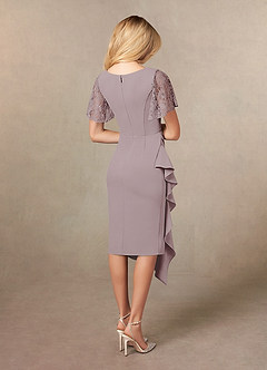 Azazie Eloise Mother of the Bride Dresses Vintage Mauve Sheath Pleated Stretch Crepe Dress image2