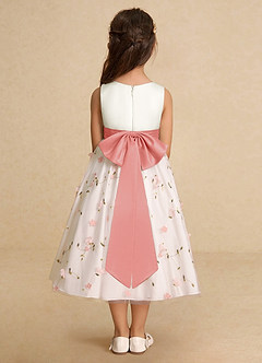 Azazie Pollie Flower Girl Dresses Blushing Pink Coral A-Line Bow Tulle Dress image6