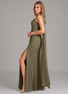 Azazie Kinsley Bridesmaid Dresses Willow Green Mermaid Pleated Chiffon Dress image3