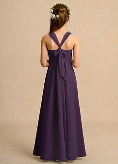 Azazie Tater Girls Formal Flower Girl Dresses Plum A-Line Pleated Chiffon Dress image2
