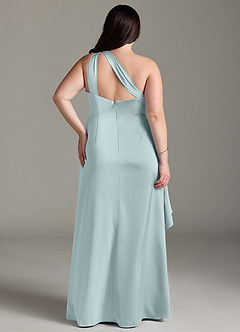 Azazie Maive Robes de demoiselle d'honneur Robe Fourreau en Satin extensible Rayé Brume image7