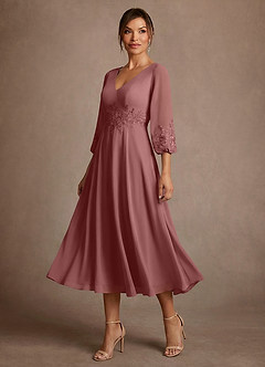 Azazie Ana Mother of the Bride Dresses Desert Rose A-Line Lace Chiffon Dress image4